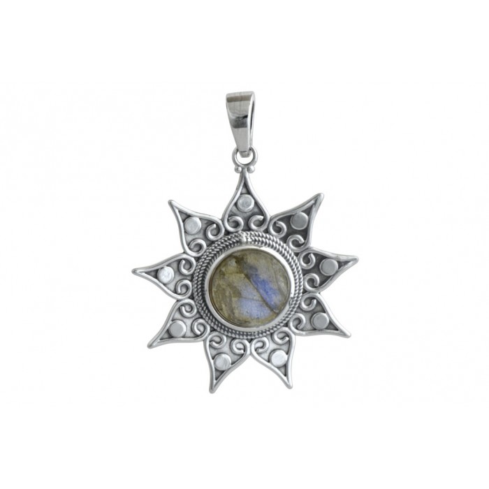 Pendentif argent pierre/soleil