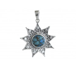 Pendentif argent pierre/soleil