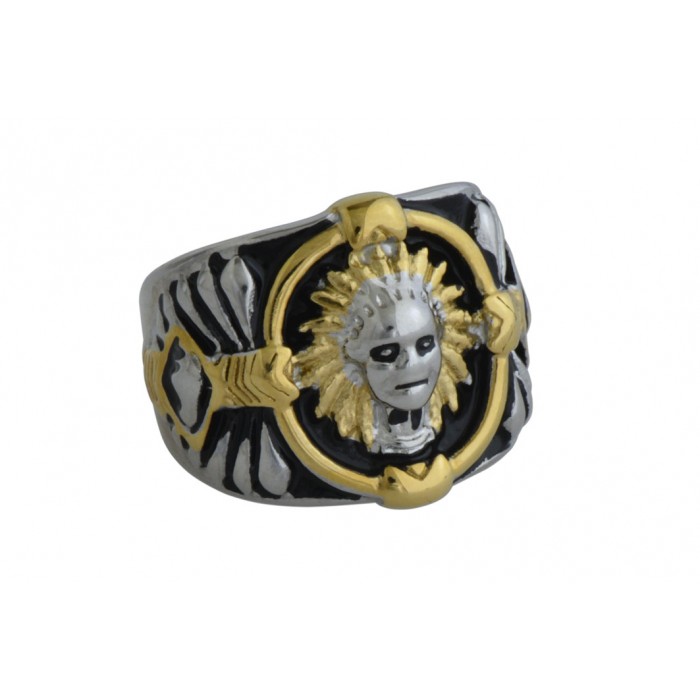 Steel ip gold ring