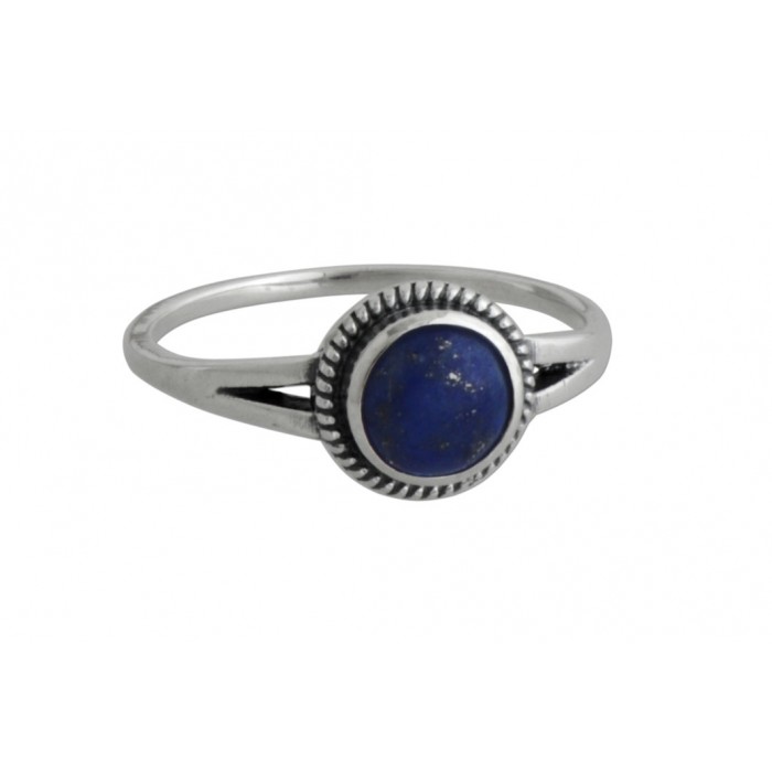 Bague argent pierre lapis lazuli/rond gravé