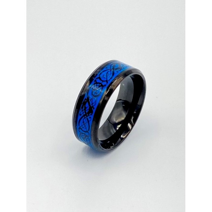 STEEL RING IP BLACK/BLUE