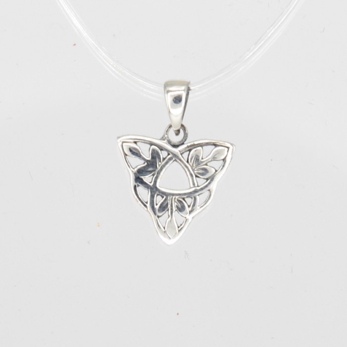 Pendentif argent / Triquetra / feuilles