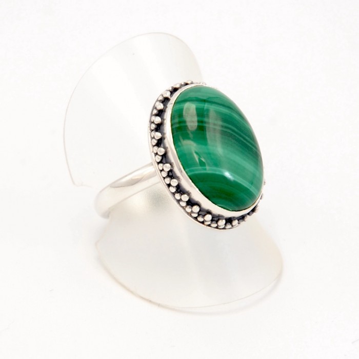 Bague argent pierre / Malachite