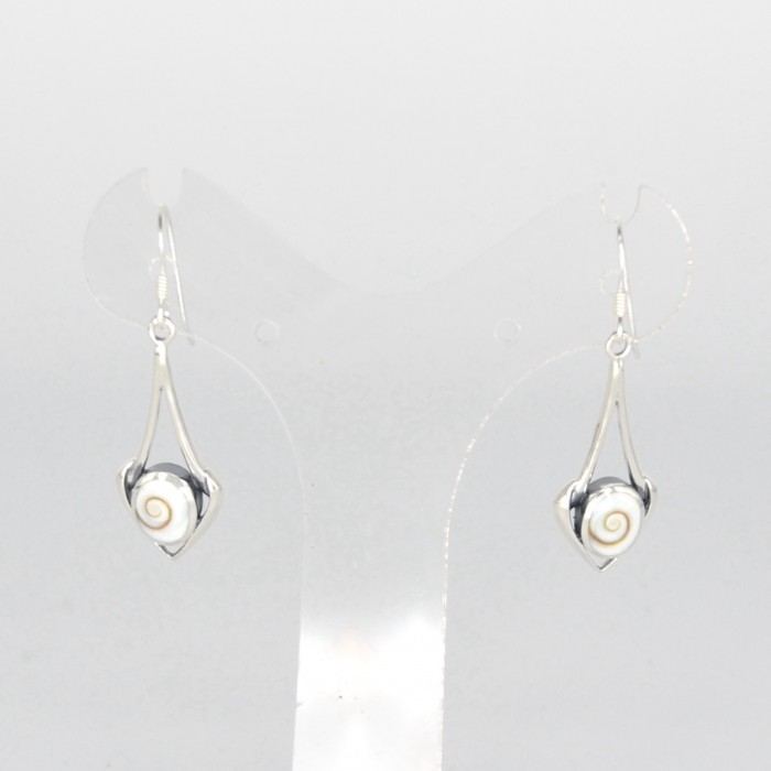 Boucle d'oreille argent pierre / Shiva Shell