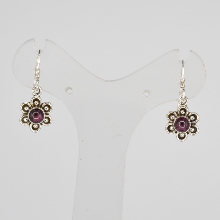 Boucle d'oreille argent pierre / Grenat