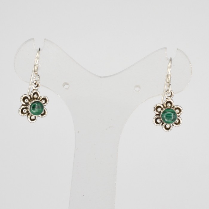 Boucle d'oreille argent pierre / Malachite