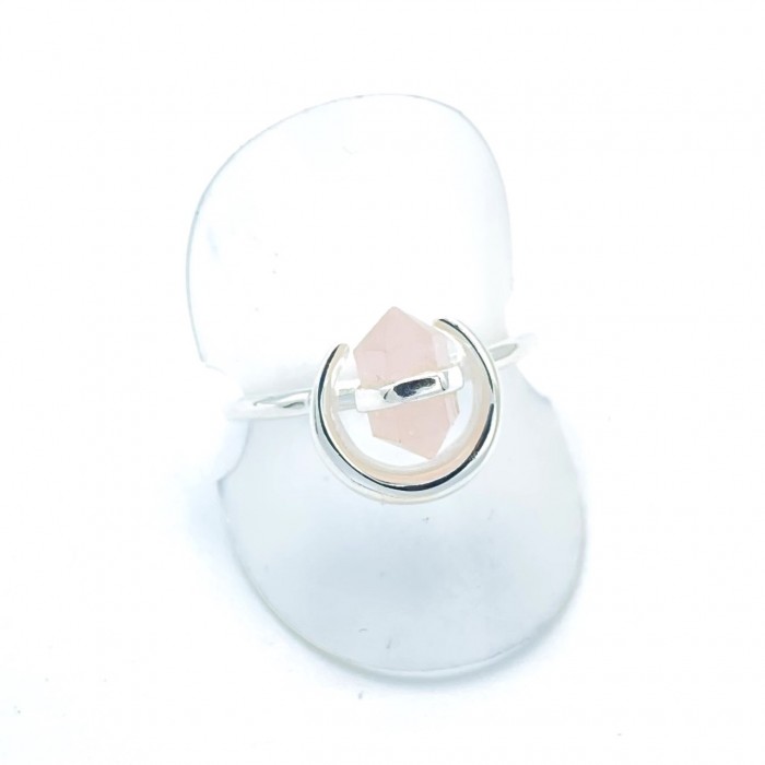 Bague argent pierre / Quartz Rose