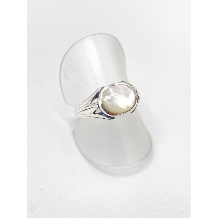 Bague argent pierre / Nacre feuilles