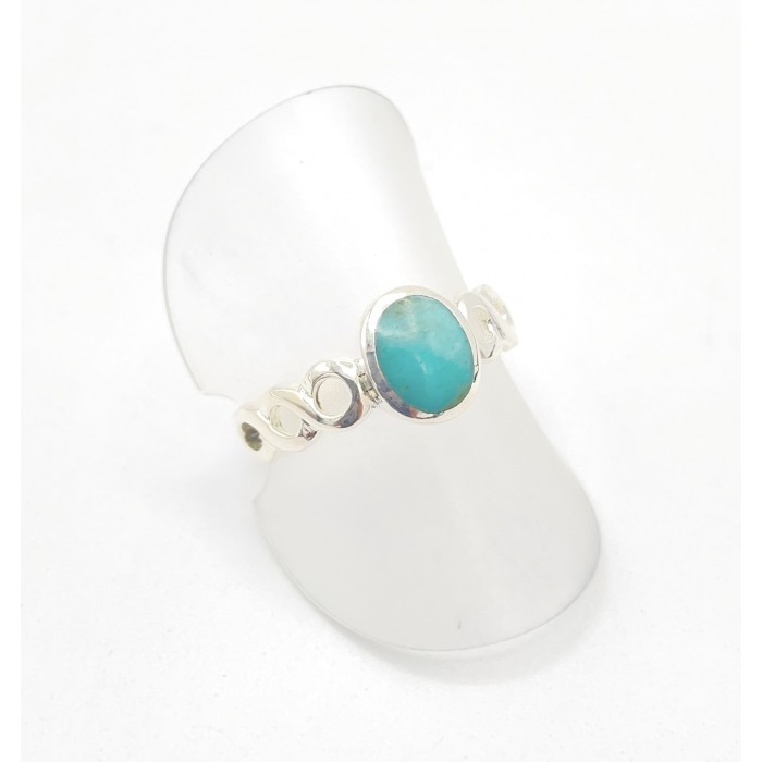 Bague argent pierre turquoise torsade