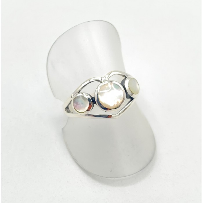 Bague argent 3 pierres nacre coeur