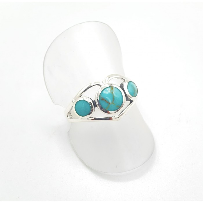 Bague argent 3 pierres turquoise coeur