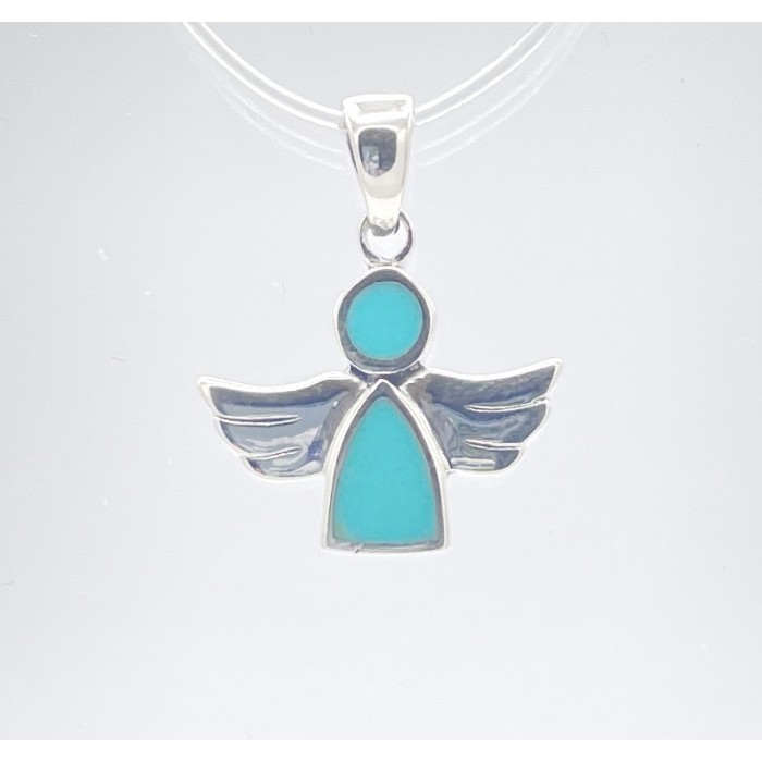 Pendentif argent ange turquoise
