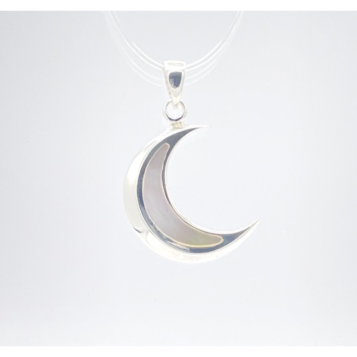 Pendentif argent lune nacre