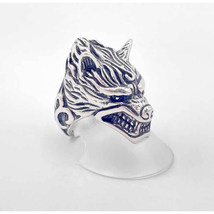 Bague acier loup