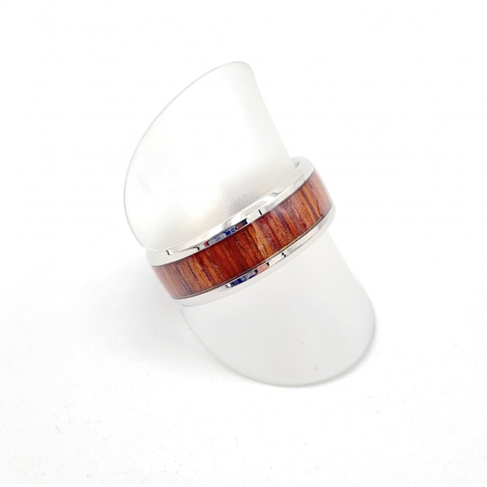 Bague acier effet bois resine
