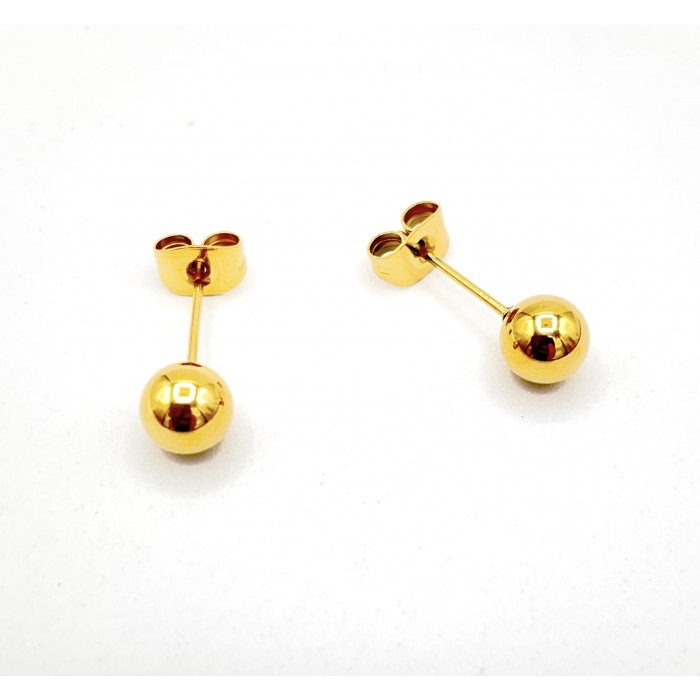 Steel IP gold ball earring / 6mm