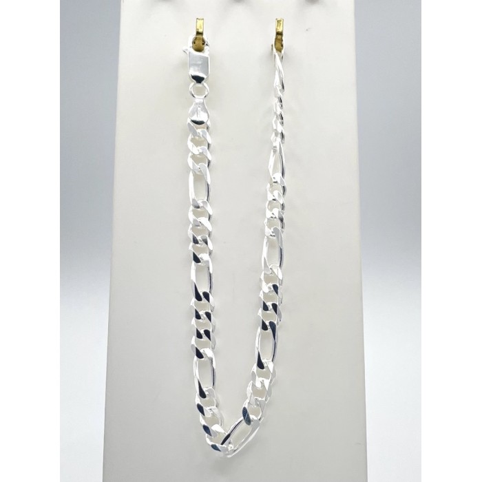 Bracelet argent /figaro diamantee 6mm