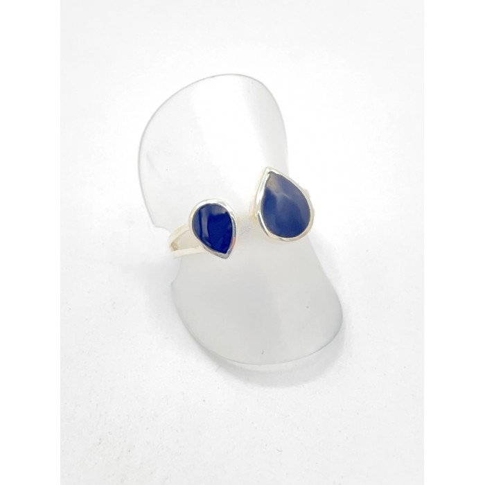 Bague argent pierre / 2 gouttes onyx