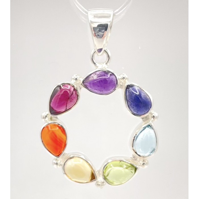 Pendentif argent pierre chakra cercle