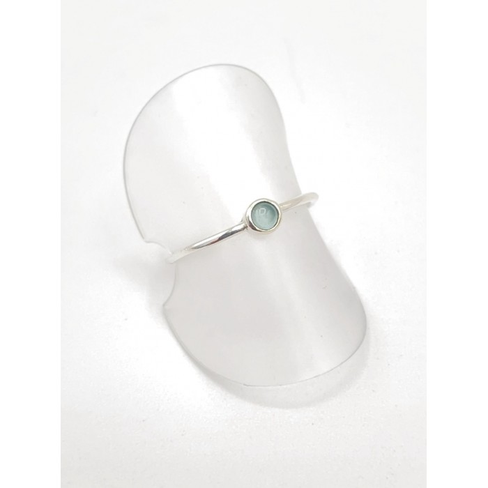 Bague argent pierre / mini Calcedoine bleue