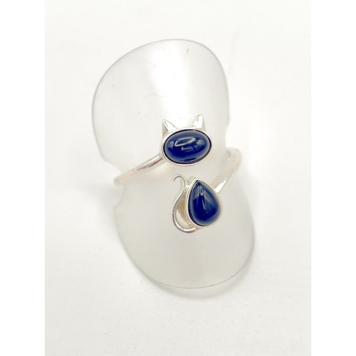 Bague argent pierre chat onyx