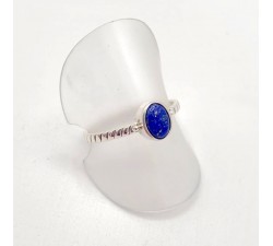 Bague argent pierre / torsade ovale Lapis Lazuli