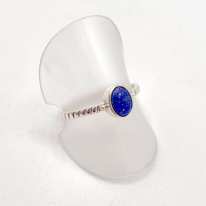 Bague argent pierre / torsade ovale Lapis Lazuli