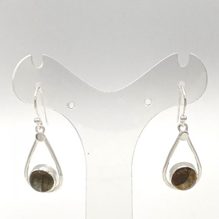 Boucle d'oreille argent pierre / Labradorite