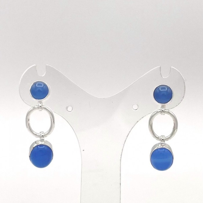 Boucle d'oreille argent pierre / double Calcedoine