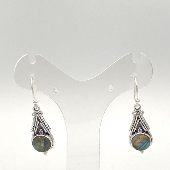 Boucle d'oreille argent pierre / ethnique Labradorite