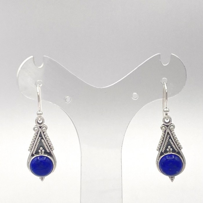 Boucle d'oreille argent pierre / ethnique Lapis Lazuli