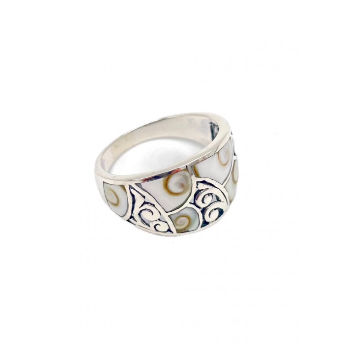 Bague argent pierre/shiva shell