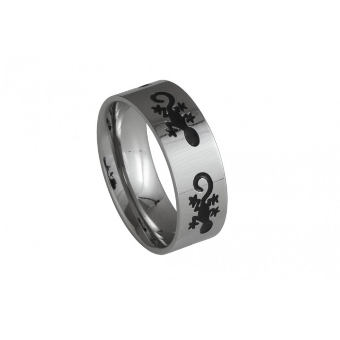 Steel ring/black resin/8mm