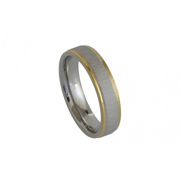 Steel ring/matt+gold pvd