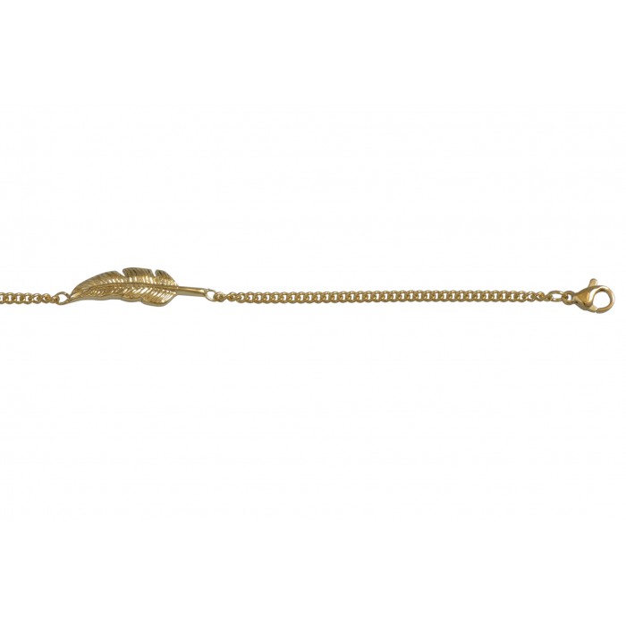 Steel bracelet/plume/ip gold
