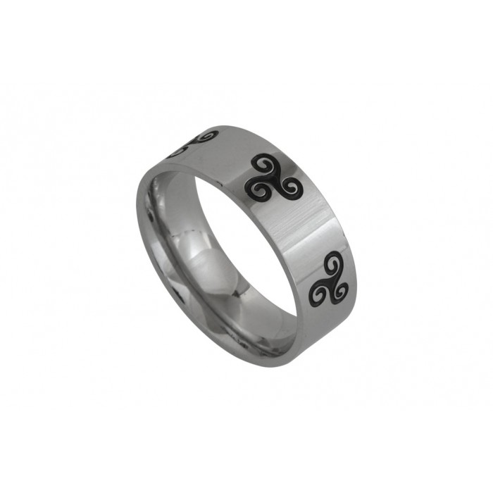 Steel ring/black ingraving/8mm